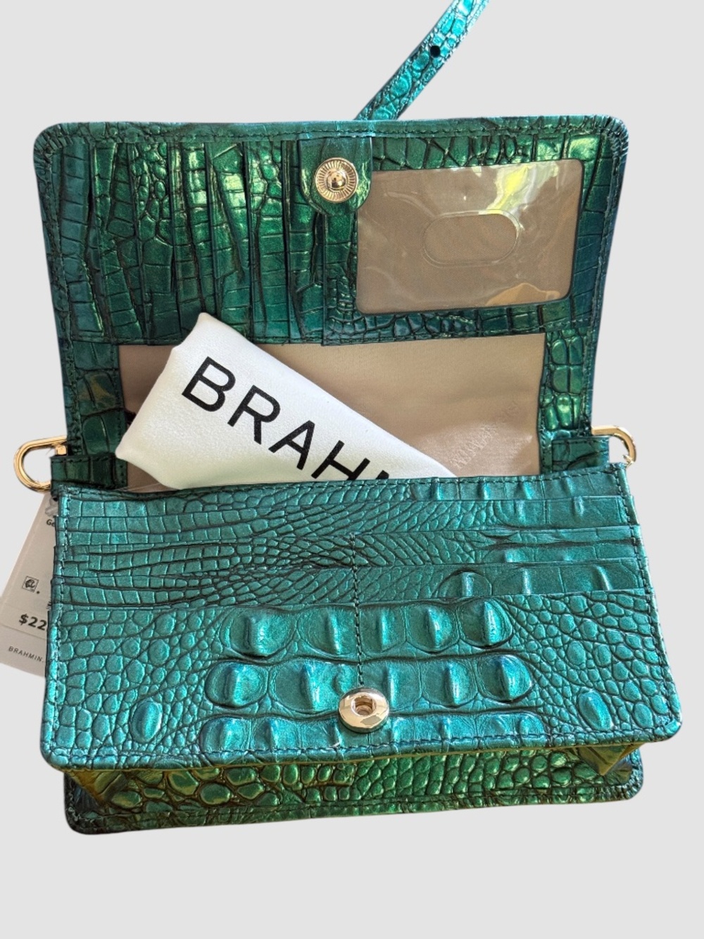 Brahmin Purse / Minuette Mystic Green Melbourne new with tags iridescent leather - Picture 7 of 11